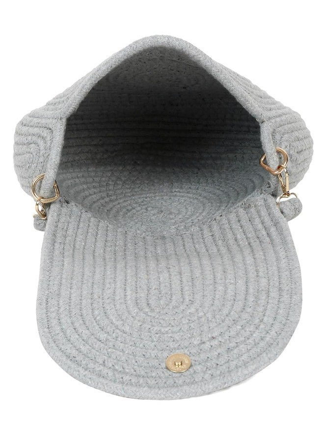 FABINALIV Grey Cartoon Design Macrame Braided Cotton Sling Bag (FLHB-1017-Grey) - Image 4